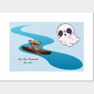 Cute Bear in a boat, in a river with a ghost right there! Posters and Art